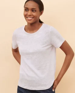 Tops|Comptoir des Cotonniers Amandine - T-Shirt Col Rond En Lin 0700 Lilac Hint