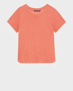 Tops|Comptoir des Cotonniers Amandine - T-Shirt Col Rond En Lin 21 Light Orange