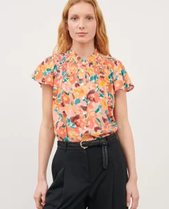 Blouses & Chemises|Comptoir des Cotonniers Blouse Imprimee Fluide 0230 Fauve Orange