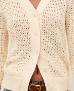 Maille|Comptoir des Cotonniers Cardigan Ajoure En Coton 0401 Ivory