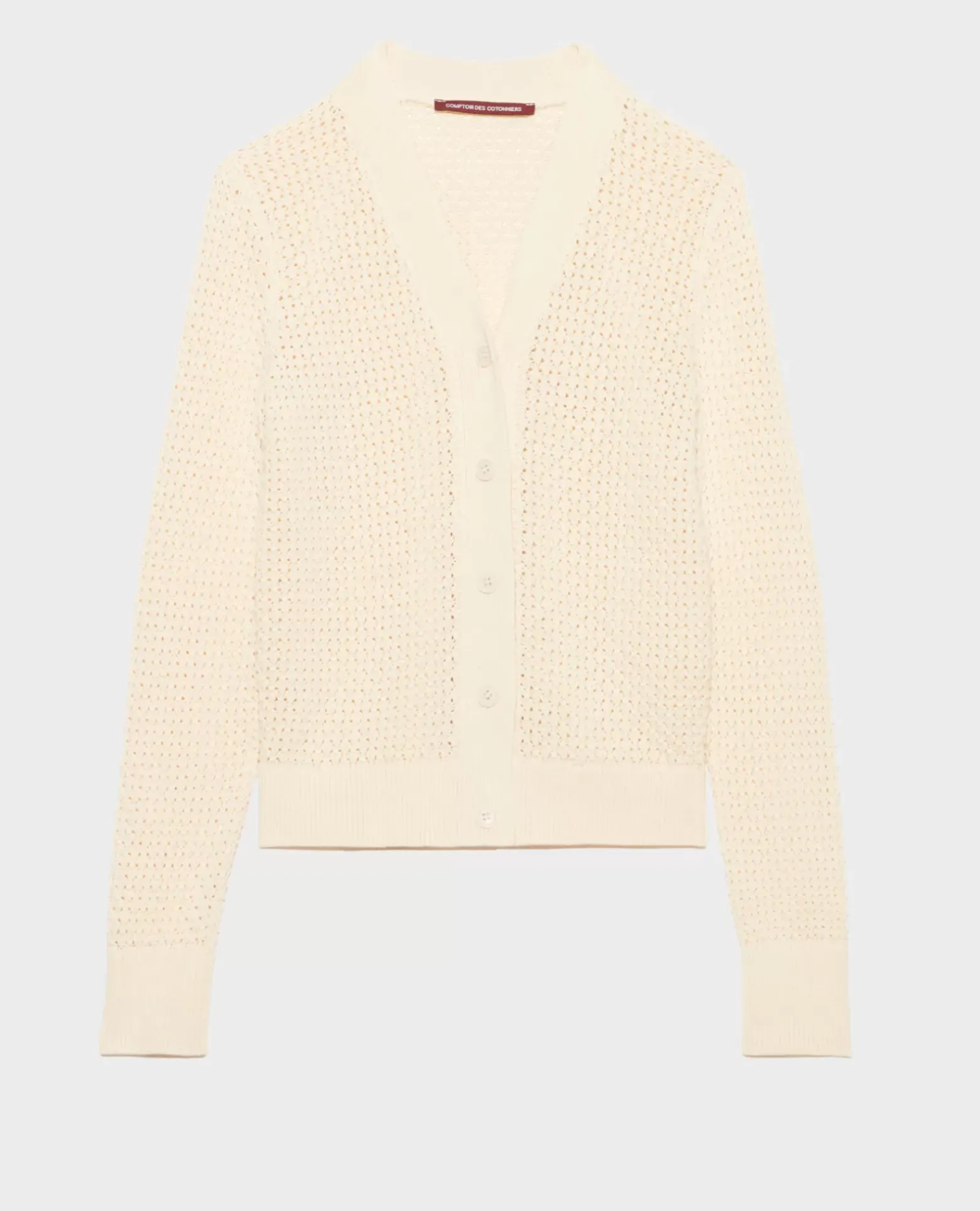 Maille|Comptoir des Cotonniers Cardigan Ajoure En Coton 0401 Ivory