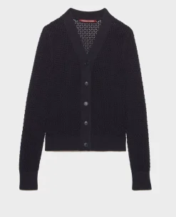 Maille|Comptoir des Cotonniers Cardigan Ajoure En Coton 4277 Night_Sky