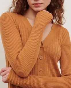 Maille|Comptoir des Cotonniers Cardigan En Lin 0320 Almond Brown