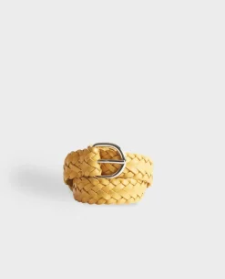 Ceintures|Comptoir des Cotonniers Ceinture Fine Tressee En Cuir 0460 Ochre Yellow