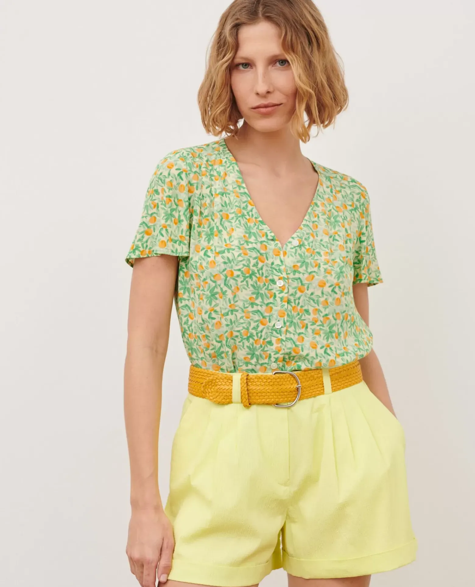 Ceintures|Comptoir des Cotonniers Ceinture Large Tressee En Cuir 0460 Ochre Yellow
