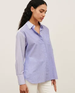 Blouses & Chemises|Comptoir des Cotonniers Chemise Liquette En Coton 0622 Blue Medium Stripes