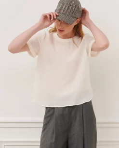 Tops|Comptoir des Cotonniers Corinne - T-Shirt En Soie 01 White