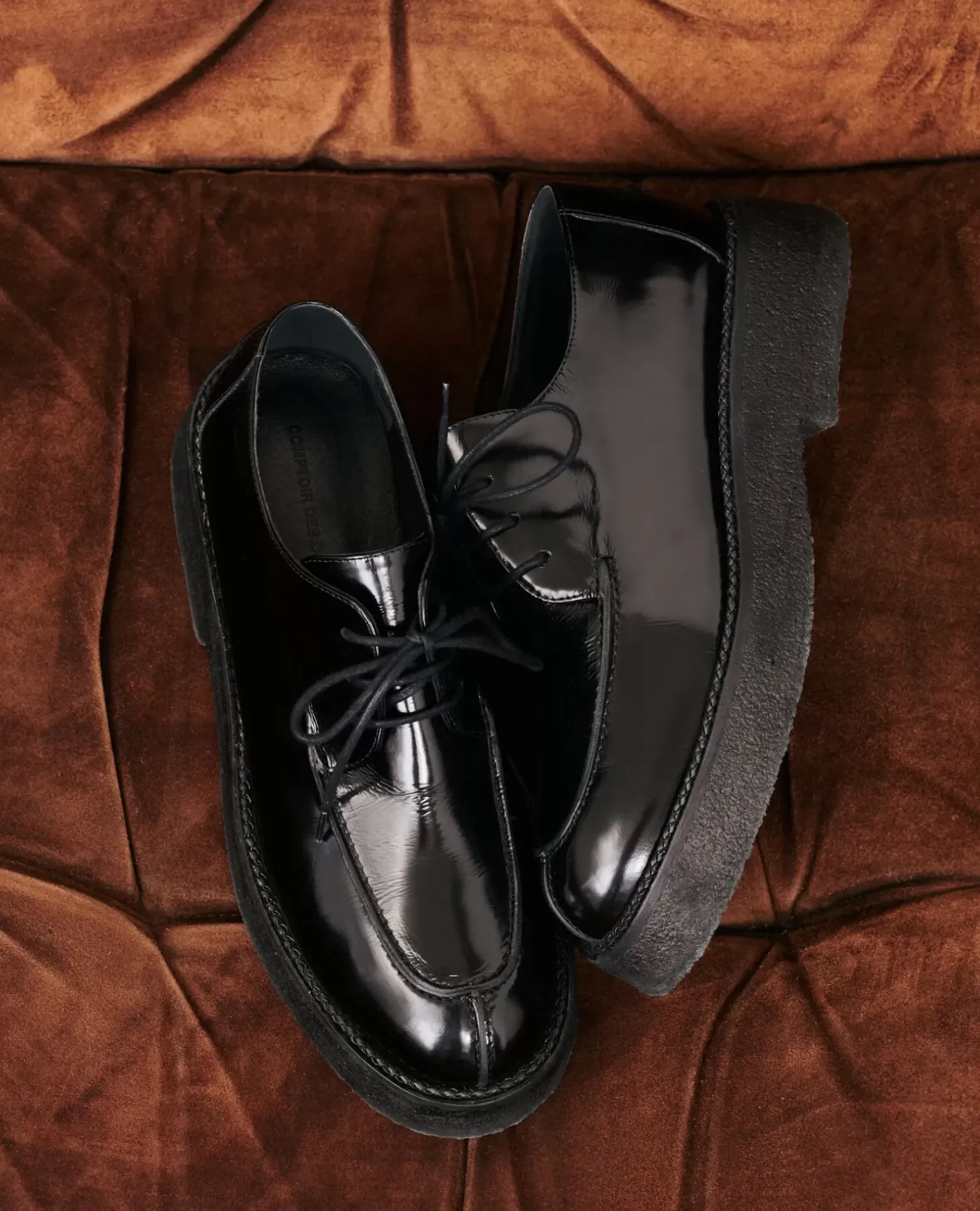 Chaussures|Comptoir des Cotonniers Derbies En Cuir Brillant 4216 Black_Beauty
