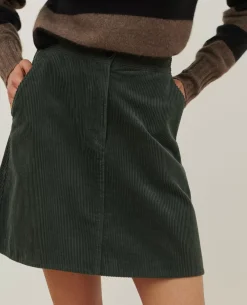Jupes & Shorts|Comptoir des Cotonniers Jupe Courte En Velours Cotele 8817 58 Darkgreen