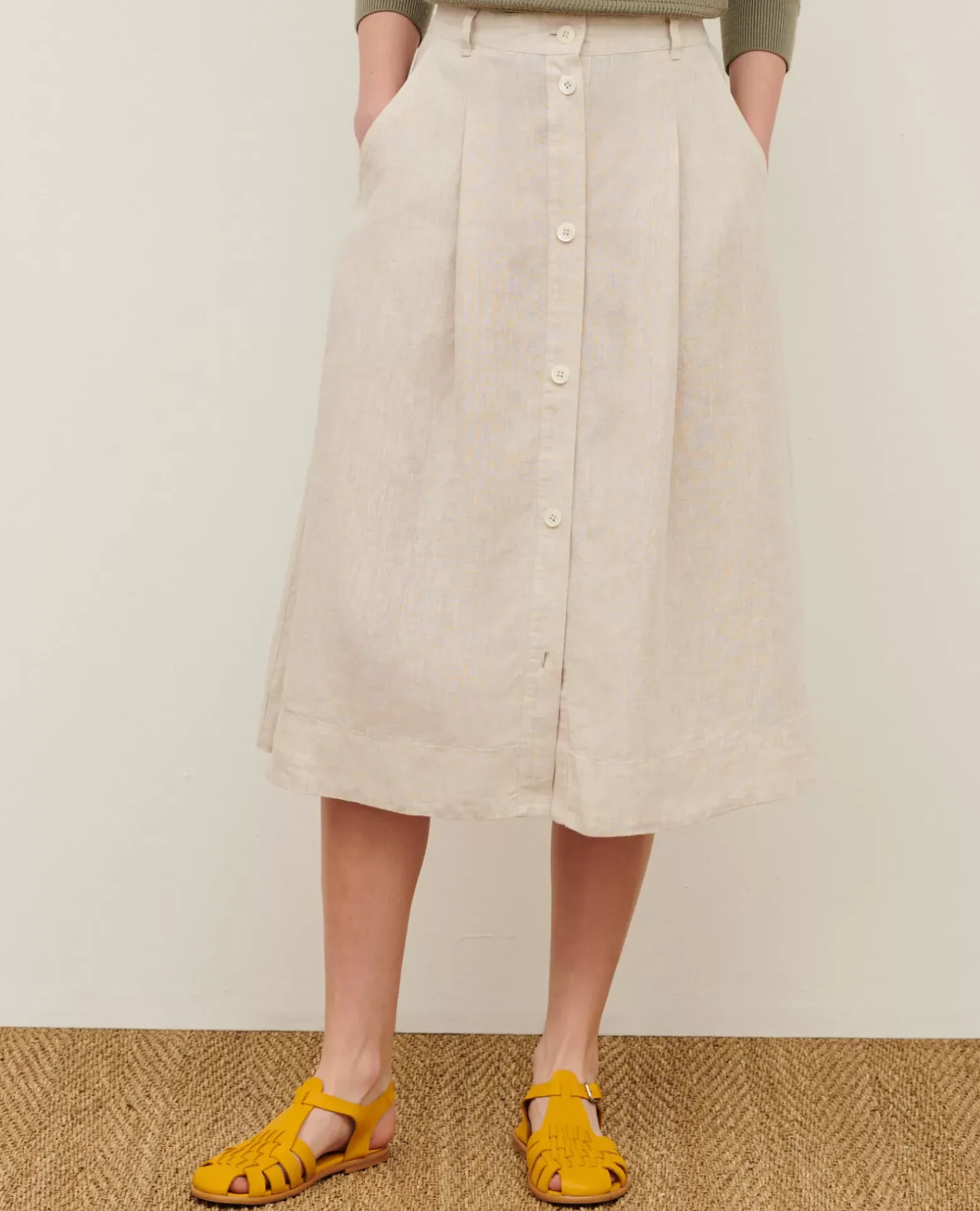 Jupes & Shorts|Comptoir des Cotonniers Jupe Midi En Lin 0305 Natural