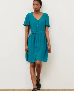 Robes|Comptoir des Cotonniers Laetitia - Robe Courte Fluide 8906 Harbor Blue