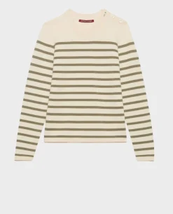Maille|Comptoir des Cotonniers Maddy - Pull Marin En Laine Merinos 0561 Vetiver Stripes