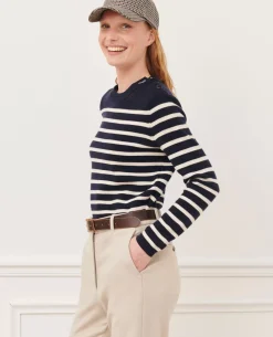 Maille|Comptoir des Cotonniers Maddy - Pull Marin En Laine Merinos Stp Nv Wht