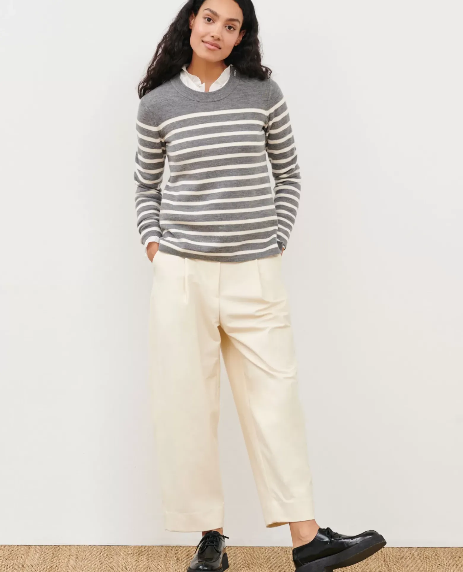 Maille|Comptoir des Cotonniers Maddy - Pull Marin En Laine Merinos 8873 04 Grey Stripes