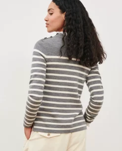 Maille|Comptoir des Cotonniers Maddy - Pull Marin En Laine Merinos 8873 04 Grey Stripes