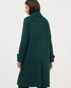 Vestes & Trenchs|Comptoir des Cotonniers Manteau Droit Laine Texturee 8880 59 Darkgreen