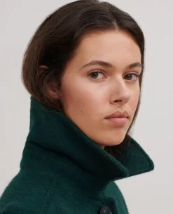 Vestes & Trenchs|Comptoir des Cotonniers Manteau Droit Laine Texturee 8880 59 Darkgreen