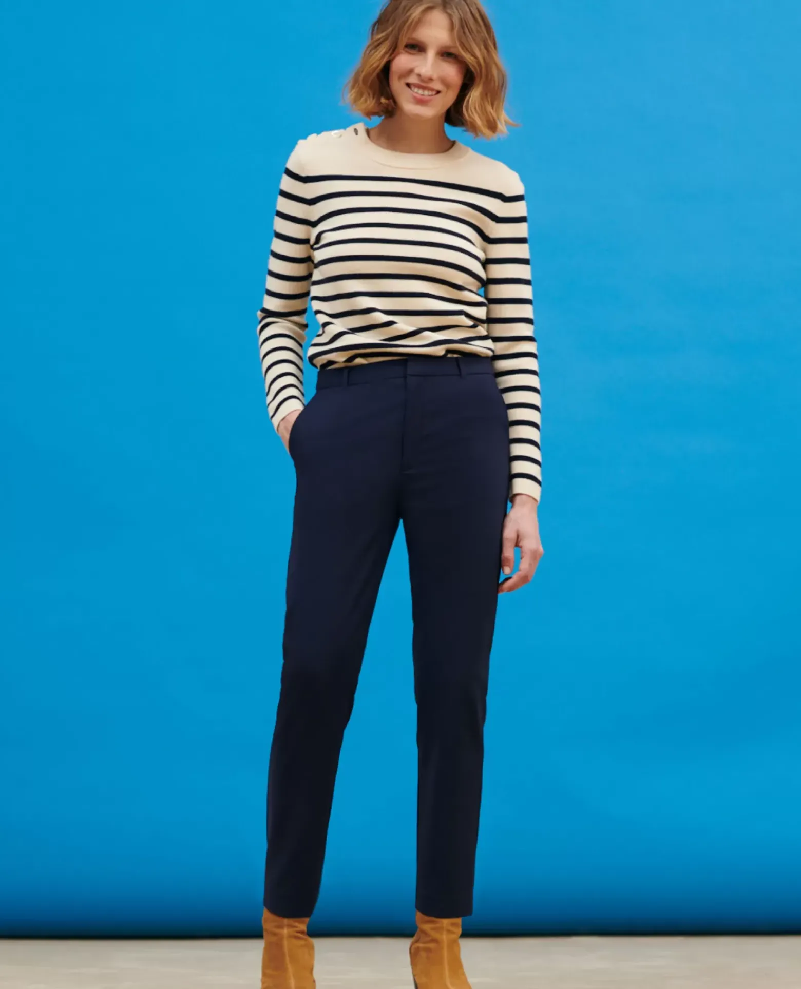 Pantalons|Comptoir des Cotonniers Marguerite - Pantalon Cigarette 0693 Navy