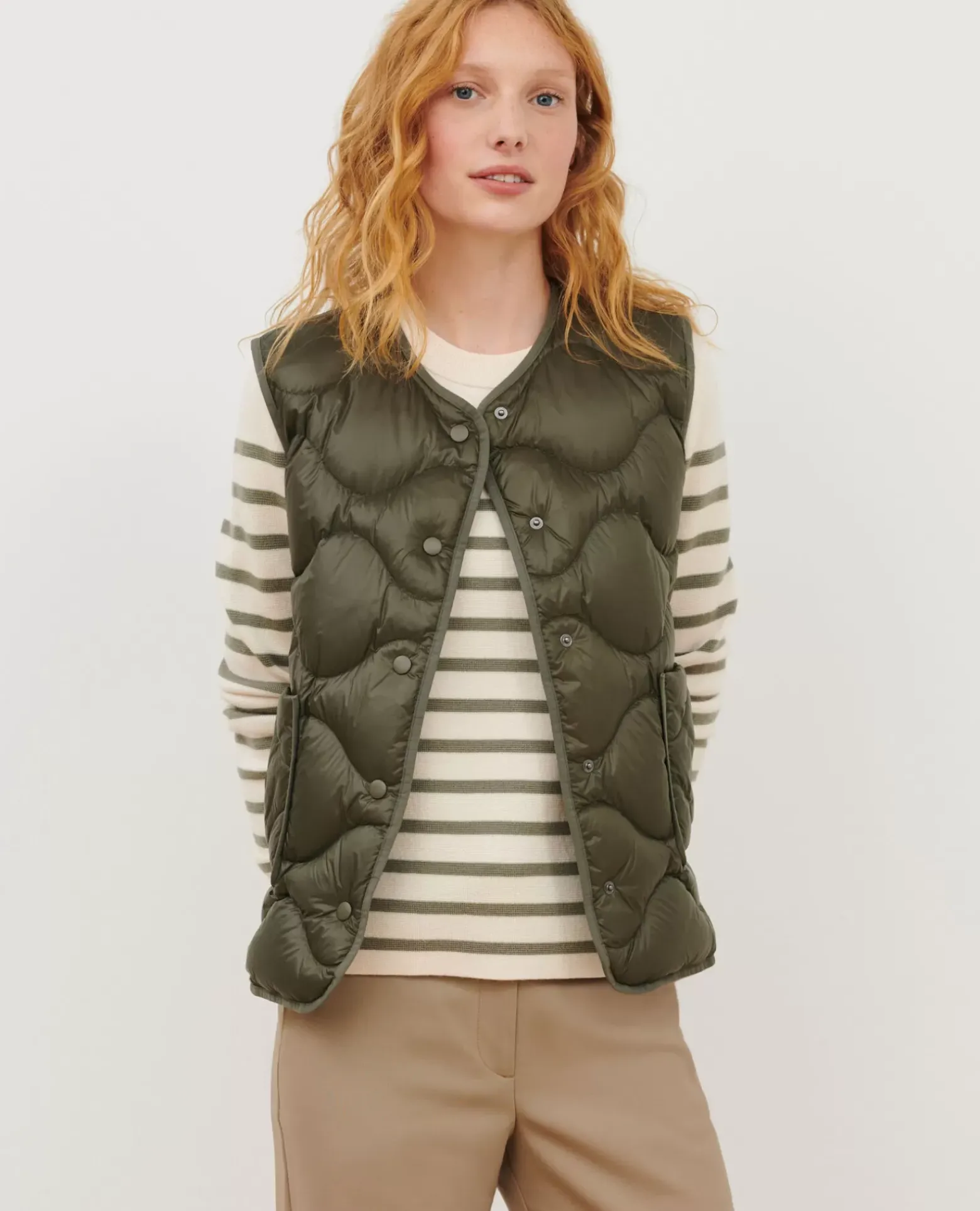 Vestes & Trenchs|Comptoir des Cotonniers Plume - Veste Sans Manches 0380 Sea Turtle Green