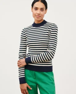 Maille|Comptoir des Cotonniers Pull A Rayures En Laine Merinos 8870 69 Navy Stripe