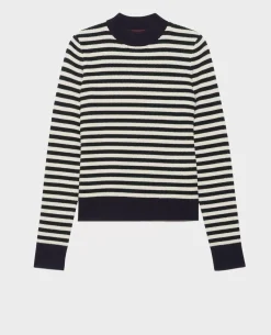 Maille|Comptoir des Cotonniers Pull A Rayures En Laine Merinos 8870 69 Navy Stripe