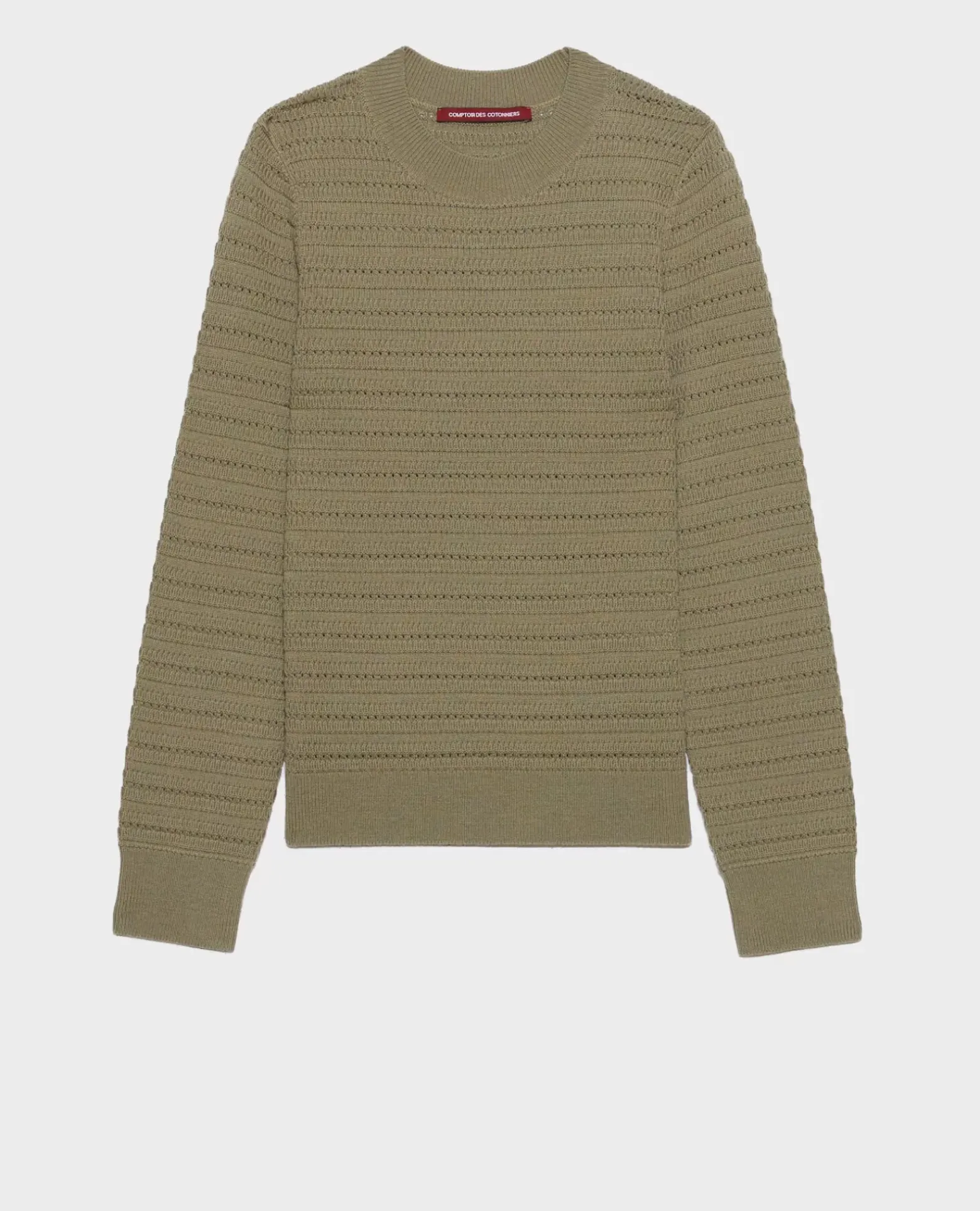Maille|Comptoir des Cotonniers Pull Ajoure En Laine Merinos 0560 Vetiver