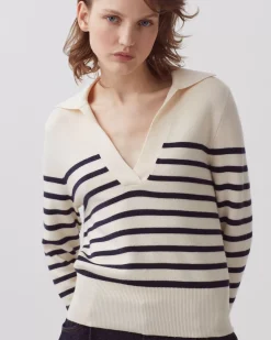 Maille|Comptoir des Cotonniers Pull Mariniere En Laine Merinos 5185 Stp_Jtst_Nsky