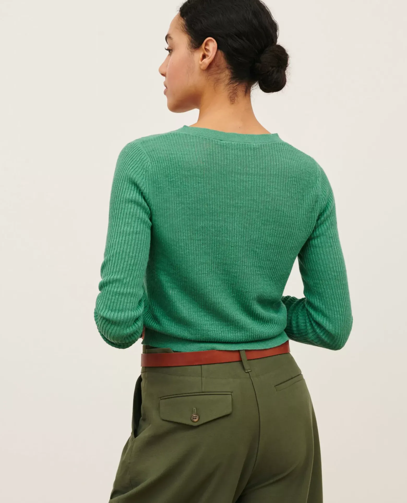 Maille|Comptoir des Cotonniers Pull Texture En Lin 0542 Pine Green