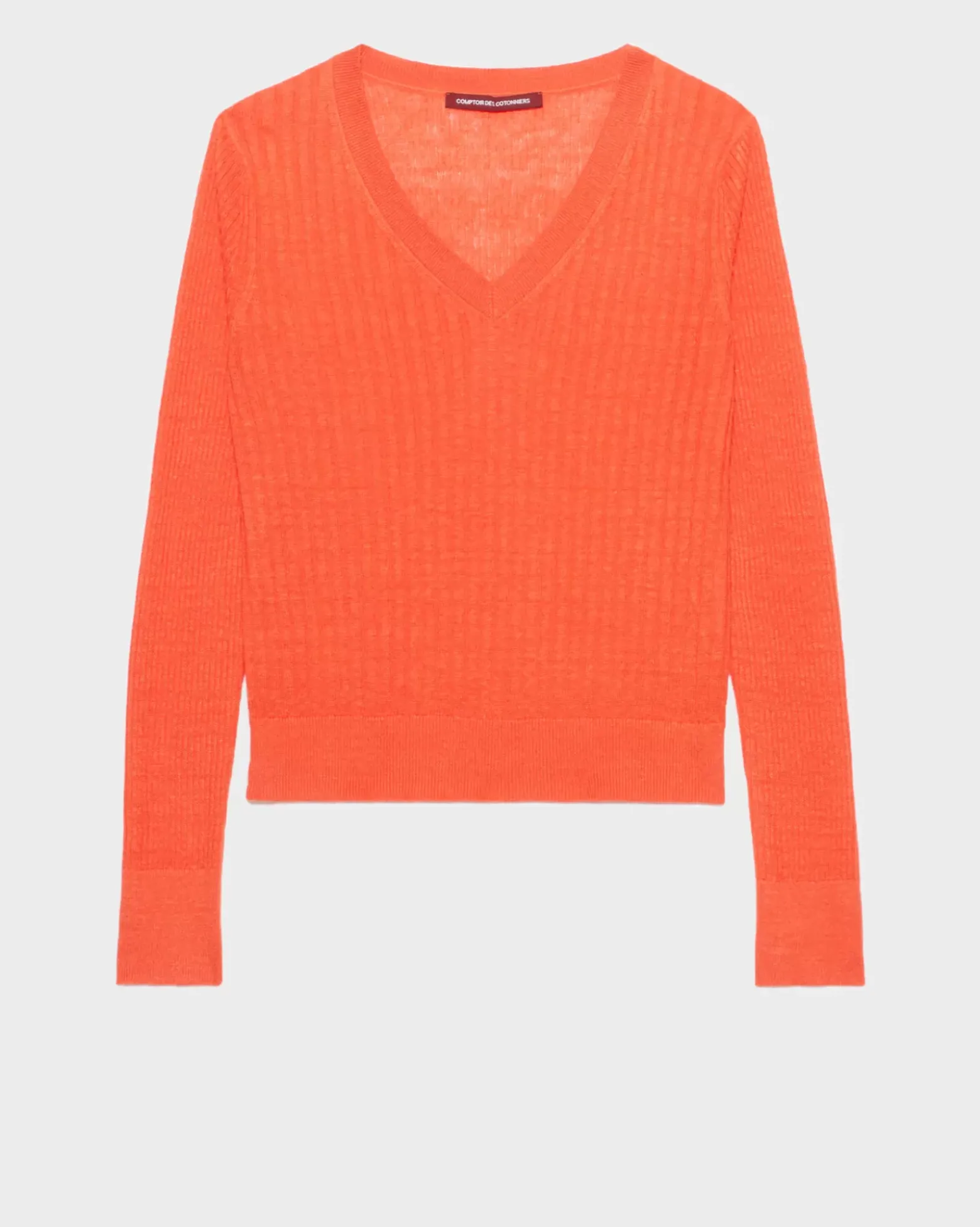 Maille|Comptoir des Cotonniers Pull Texture En Lin 0250 Tiger Lily Orange