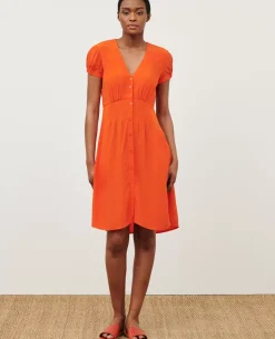 Robes|Comptoir des Cotonniers Robe Courte Fluide 7020C 22 Orange