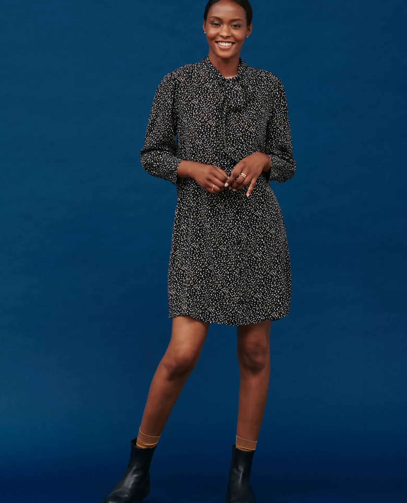 Robes|Comptoir des Cotonniers Robe Courte Imprimee 8891 09 Black
