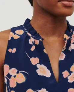 Robes|Comptoir des Cotonniers Robe En Soie Print Navy