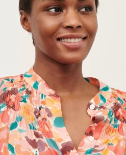 Robes|Comptoir des Cotonniers Robe Fluide Imprimee 0230 Fauve Orange