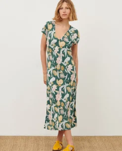 Robes|Comptoir des Cotonniers Robe Longue Fluide 0331 Kaki Aubepine