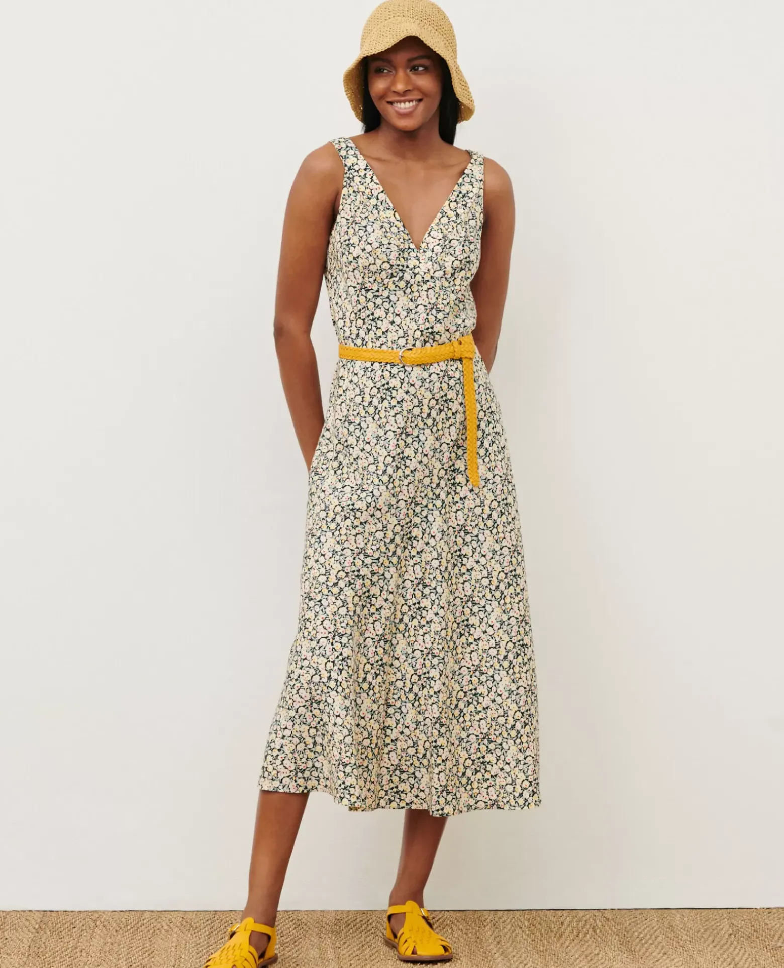 Robes|Comptoir des Cotonniers Robe Longue Imprimee 7302C 119 Print Yellow