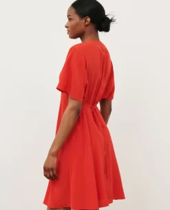 Robes|Comptoir des Cotonniers Robe Midi En Soie 7024C 14 Red