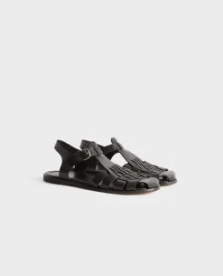 Chaussures|Comptoir des Cotonniers Sandales Tressees En Cuir 8853 09 Black