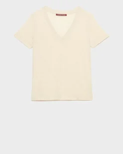 Tops|Comptoir des Cotonniers Sarah - T-Shirt Col V En Lin 0300 Castle Wall