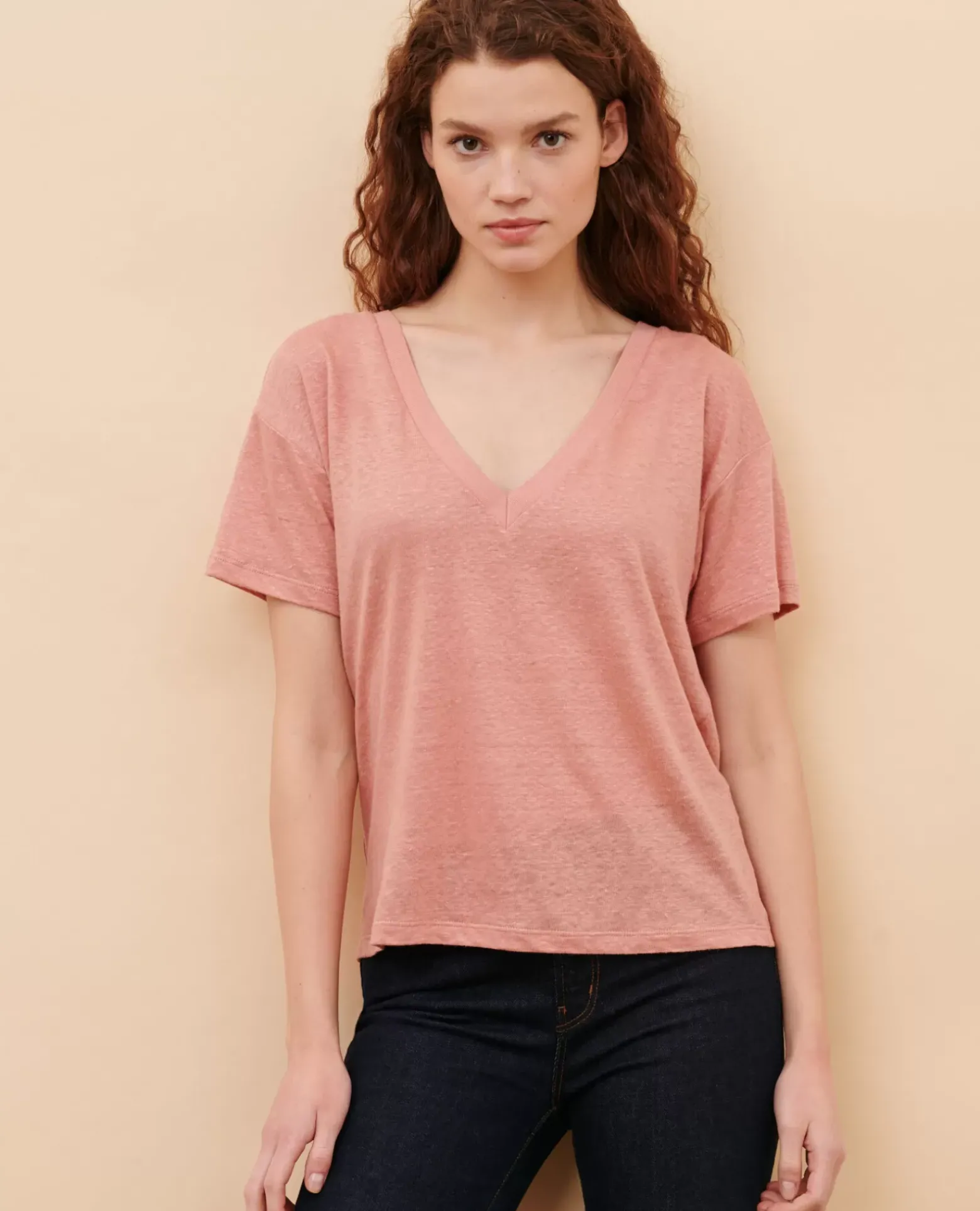 Tops|Comptoir des Cotonniers Sarah - T-Shirt En Lin 13 Pink