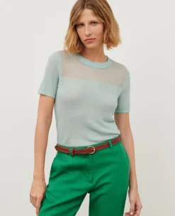 Tops|Comptoir des Cotonniers Top Manches Courtes 0500 Surf Spray Green