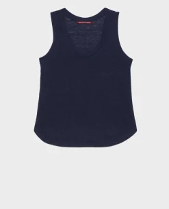 Tops|Comptoir des Cotonniers T-Shirt Sans Manches En Lin 4232 Maritime Blue