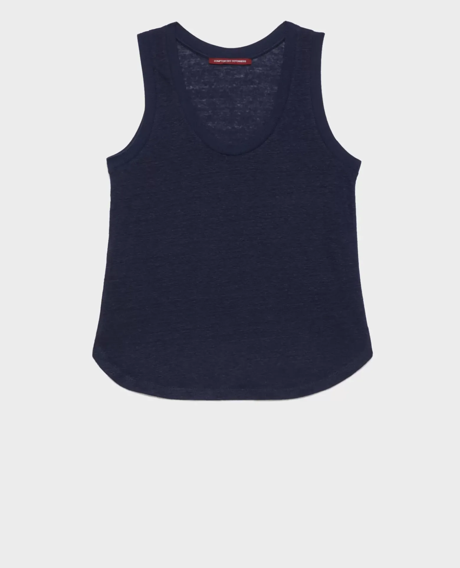 Tops|Comptoir des Cotonniers T-Shirt Sans Manches En Lin 4232 Maritime Blue
