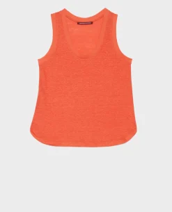 Tops|Comptoir des Cotonniers T-Shirt Sans Manches En Lin 0250 Tiger Lily Orange