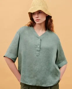 Blouses & Chemises|Comptoir des Cotonniers Tunique Ample En Lin 0381 Dark Forest