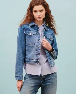 Vestes & Trenchs|Comptoir des Cotonniers Veste Courte En Jean 0642 Vintage Wash Denim