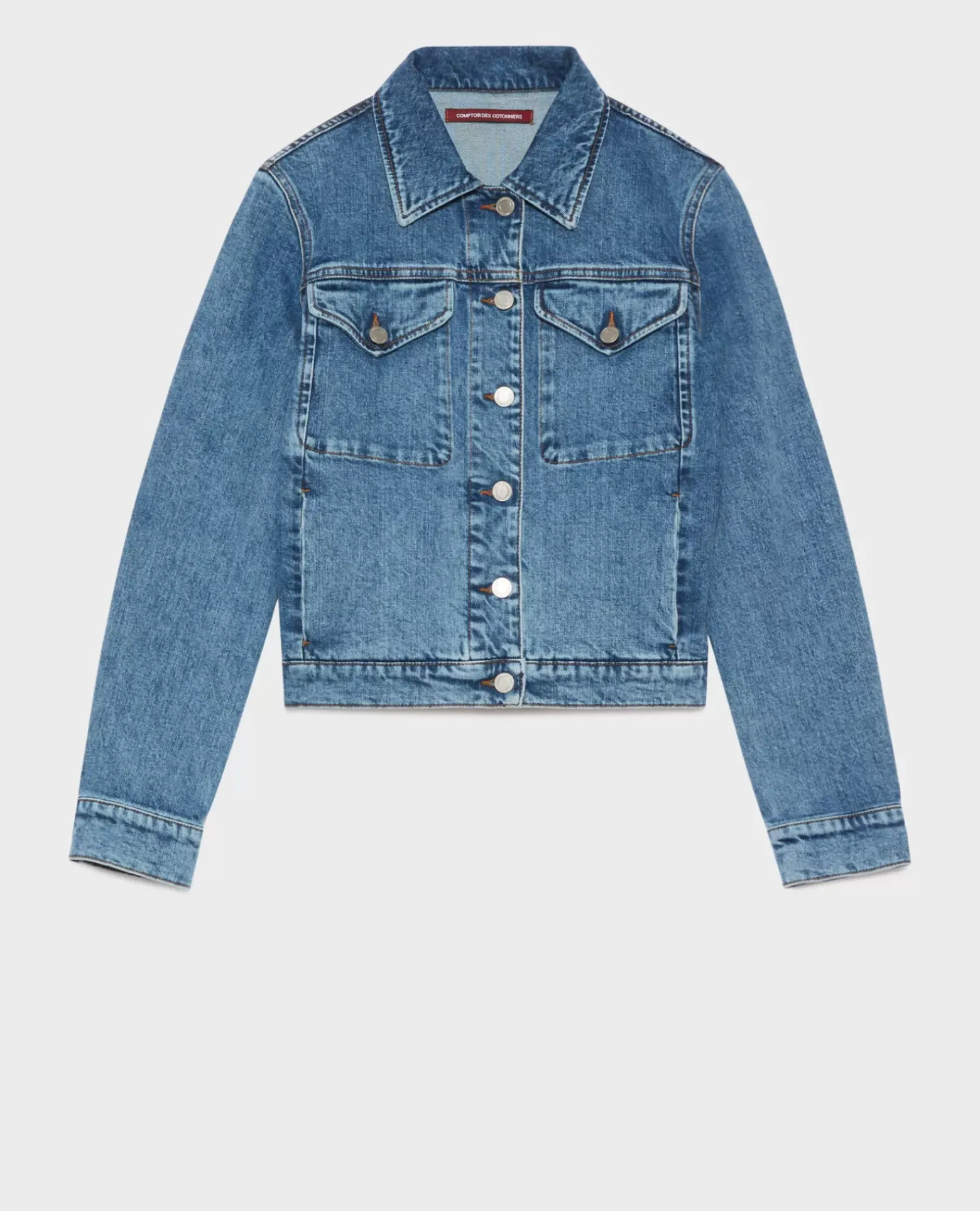 Vestes & Trenchs|Comptoir des Cotonniers Veste Courte En Jean 0642 Vintage Wash Denim