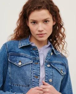 Vestes & Trenchs|Comptoir des Cotonniers Veste Courte En Jean 0642 Vintage Wash Denim