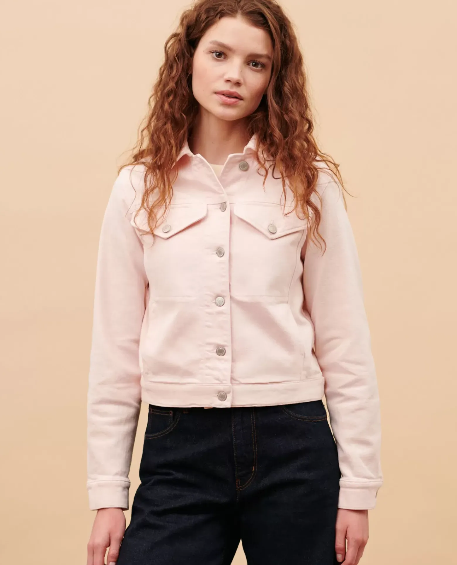 Vestes & Trenchs|Comptoir des Cotonniers Veste Courte En Jean 0100 Pink Marshmallow