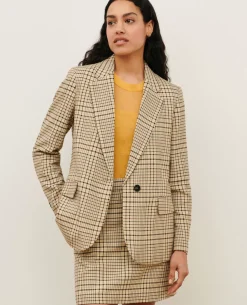 Vestes & Trenchs|Comptoir des Cotonniers Veste De Blazer En Coton Melange 0400 Cream Checks