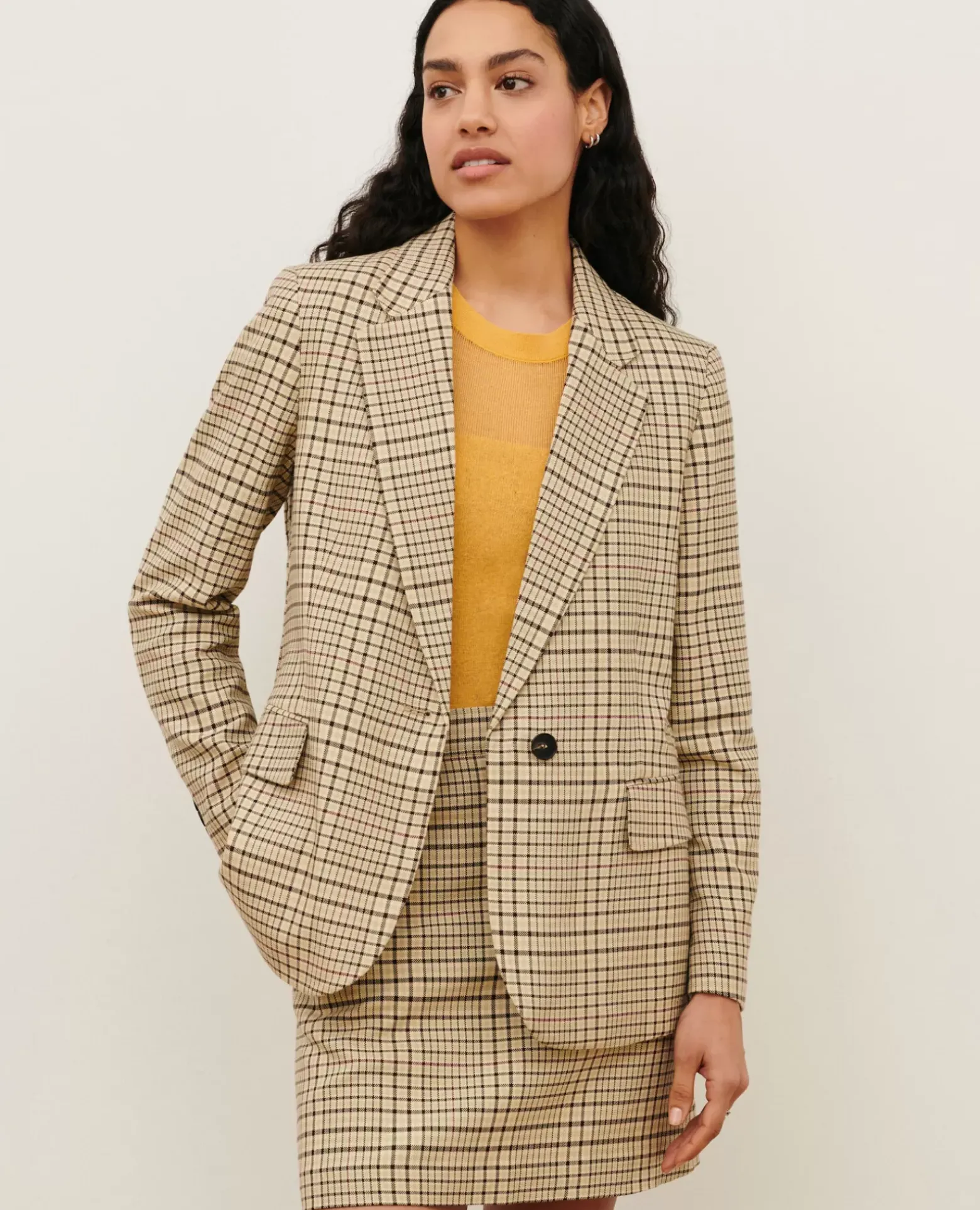 Vestes & Trenchs|Comptoir des Cotonniers Veste De Blazer En Coton Melange 0400 Cream Checks